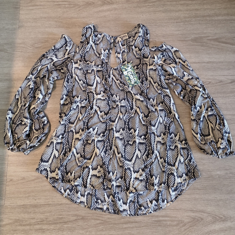 NWT Show Me Your Mumu Snakeprint Boho Oversized Blouse Small